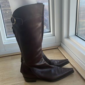 SERGIO ROSSI POINTY TOE RIDING BOOTS